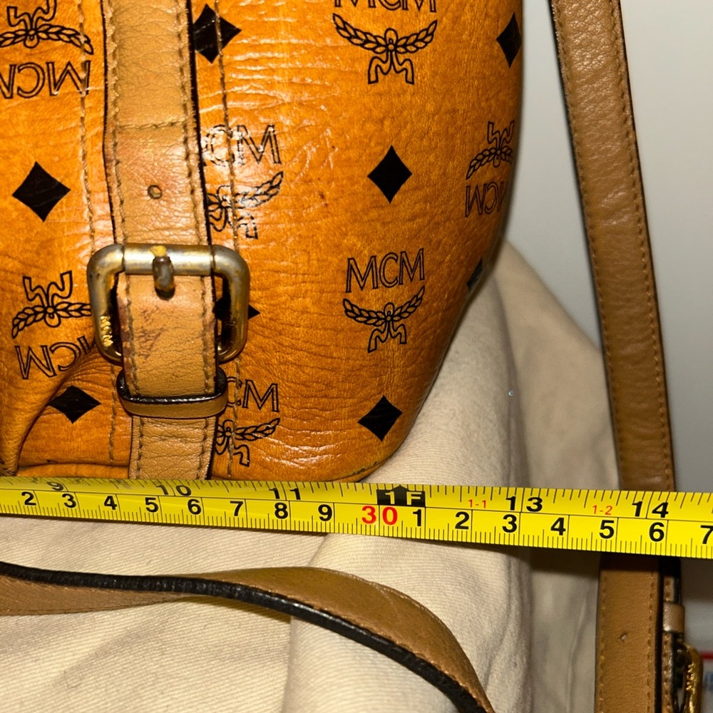 MCM Visetos Cognac Tote Bag . With Crossbody strap - Picture 15 of 16